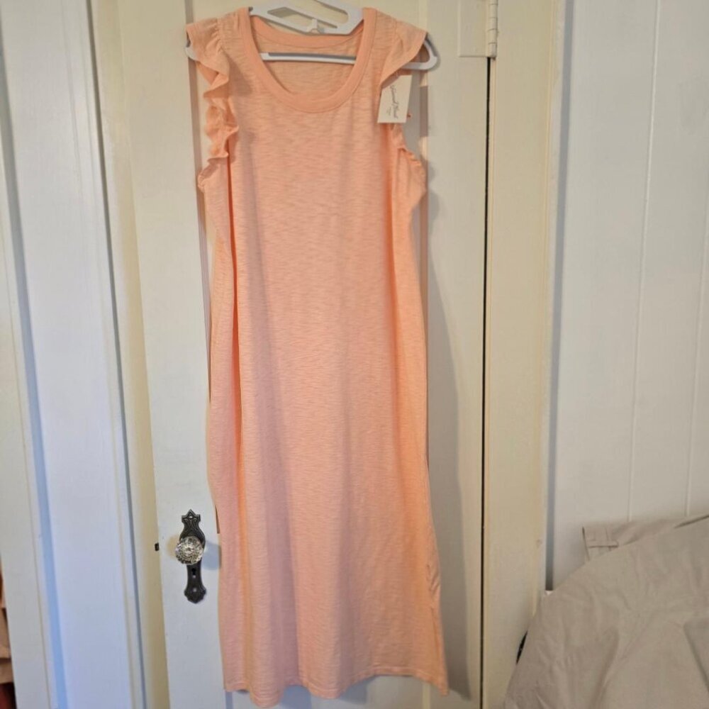 L Universal Thread Women's Flutter Cap Sleeve Maxi 100% Cotton Pullover Dress